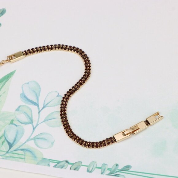 Rose Gold Bracelet with Red Stones, XPBL0683 - Picture 2 of 12